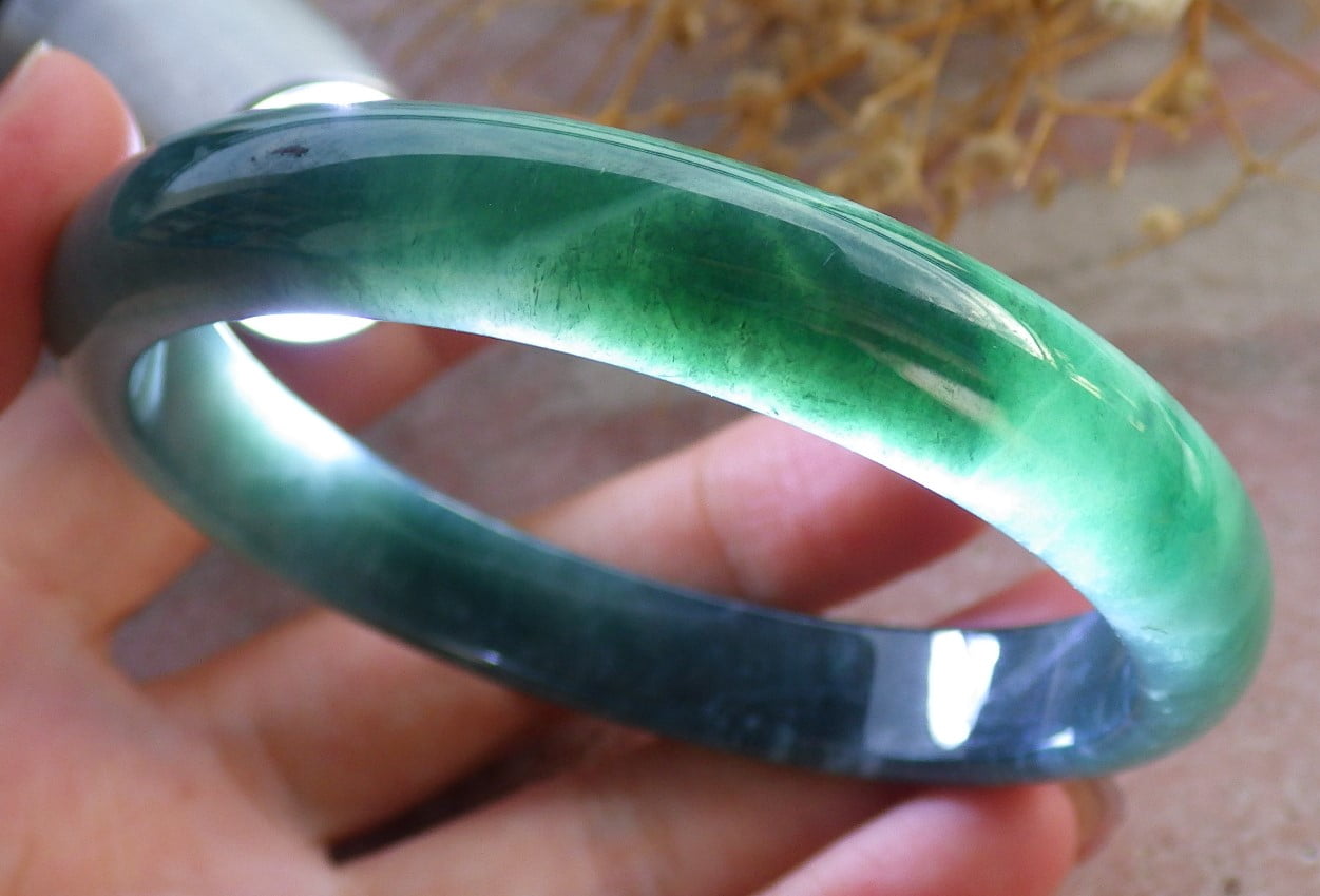 Icy Green Natural A JADE Jadeite Bangle Bracelet 60 mm 684191 TN