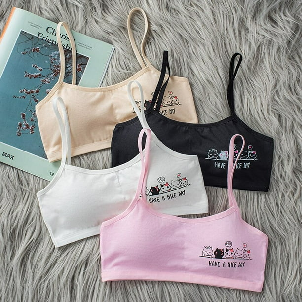 Children Breast Care Solid Color Girl Bra Teenage Young Underwear Kids Girls Crop Detachable Vest Puberty Tube TopBlack14 He Qiyong unisex