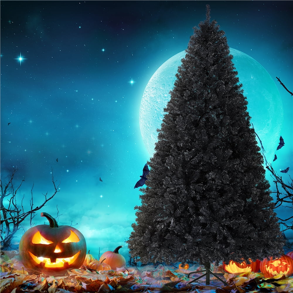 Alden Design 6 Ft Foldable Christmas Tree with Lights, Black