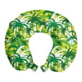 thumbnail image 1 of Exotic Travel Pillow Neck Rest, Refreshing Hawaiian Palm Trees in Various Green Tones, Memory Foam Traveling Accessory Airplane and Car, 12", Shamrock Green Yellow, by Ambesonne, 1 of 2