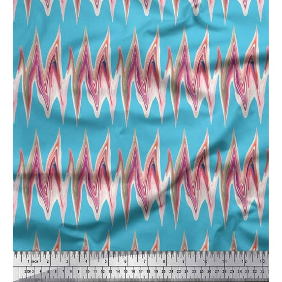 Soimoi Cotton Voile Fabric Zig Zag Abstract Printed Craft Fabric by the Yard 56 Inch Wide