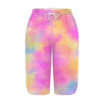 SwiftWear Women's Tie-Dye Capri Pants with Drawstring Waist - Fashion Slit Hem Sweatpants Casual Capris with Pockets, Stretchy Comfort Fit Cropped Pants S-2XL