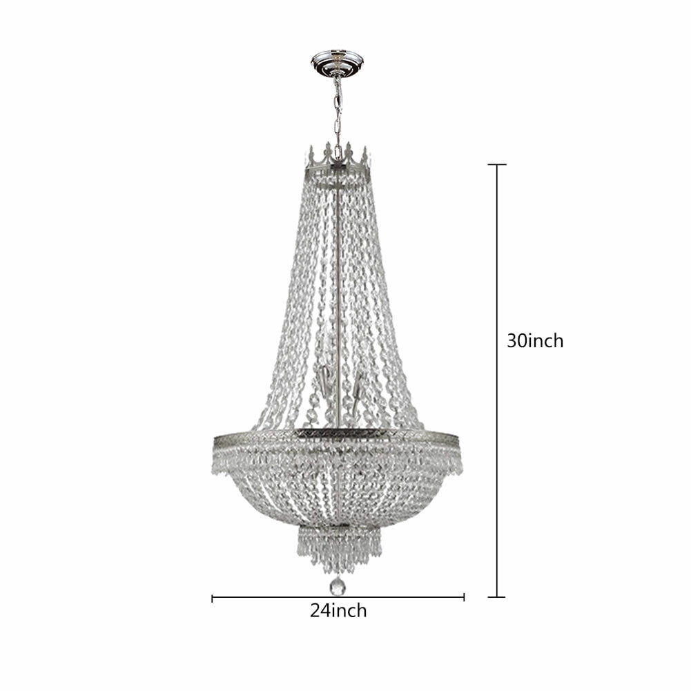 French Empire Crystal Chandelier Large Foyer Ceiling Lighting LED Lamp 9 Light For Residential And Commercial Lighting, Living Rooms