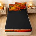 thumbnail image 4 of Erosebridal Autumn Pumpkin Zipper Twin Comforter Sets with Fitted Sheet and 2 Pillowcases, Retro Cottage Zipper Bedding Set for Boys Girls, Orange Dark Green, Black Reversible, 4 of 7