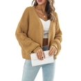 thumbnail image 2 of - Casual Oversized Sweaters Open Front Batwing Long Sleeve Chunky Knit Cardigan Outerwear Coats Wheat Yellow M, 2 of 10
