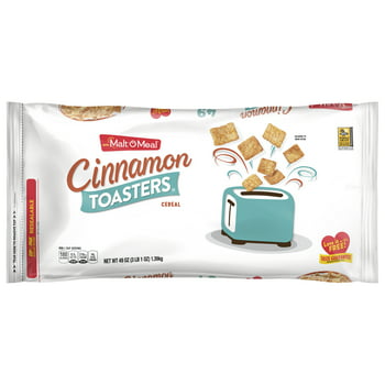 Malt-O-Meal Cinnamon Toasters Breakfast Cereal, Cinnamon Cereal Squares, 49 OZ Resealable Cereal Bag