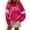 Hot Pink #021, variant on Women's Oversized Striped Sleeve Patchwork Pullover Top Christmas Retro Cursive Jolly Letter Print Sweatshirt Y2K Fall Winter Holiday Casual Blouse M