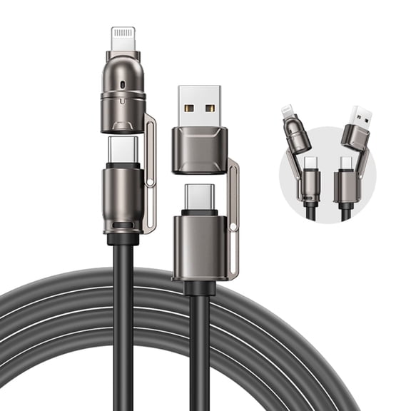 MAGIC JOHN 4-in-1 Charging Cable USB Type C 65W Fast Charger Cables Compatible for iPhone 17 16 15 13 14 Samsung Galaxy