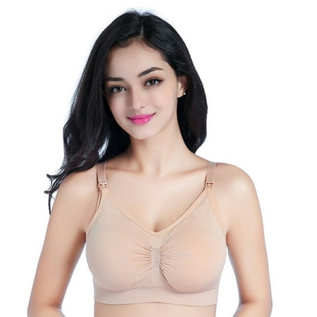 

YFMHA Women Pad Breastfeeding Bra Nursing Front Closure Clothes (S Nude Color)