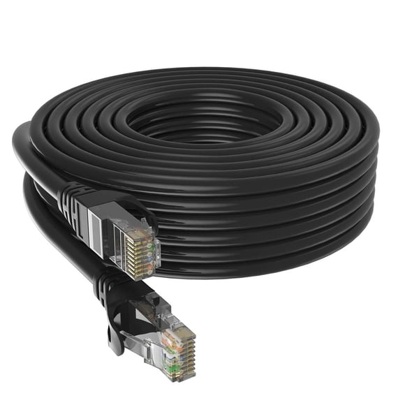 Cat6 Ethernet Cable, 100ft 30M Black - RJ45, LAN, 24AWG UTP CAT 6, Network, Patch, Internet Cable - (100 Feet, Black)