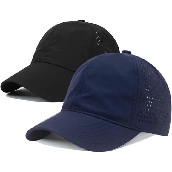 Ruizzi 2 Pack Quick Dry Mesh Baseball Caps, Breathable Adjustable Sport Sun Hats for Men & Women