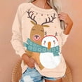 thumbnail image 1 of Chandail en Molleton de Noël pour Femmes 2023 Mode Imprimé de Noël Manches Longues Blouse Col Rond Chandail Décontracté Hauts Chandails en Molleton en Liquidation, 1 of 4