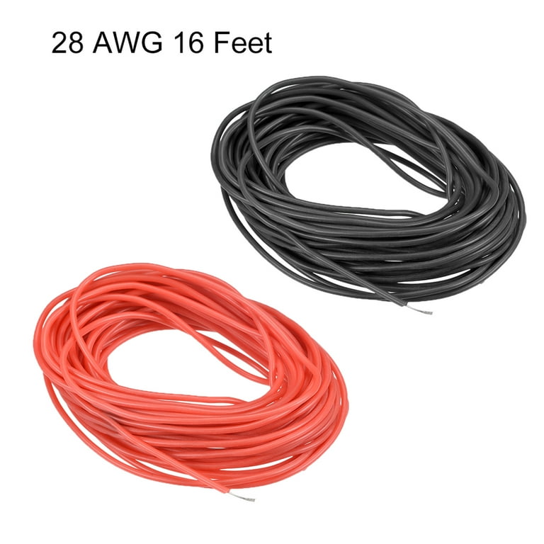 Silicone Wire 28 Gauge Electric Wire Strands of Tinned Copper Wire 16 ft  Black Red