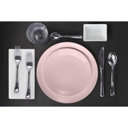 Crown Display Light Pink Fancy Plastic Plates Combo Set - 60 Count