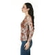 thumbnail image 2 of Blusa de mesh estampado vaca Roman Fashion /Juvenil, 1717 (Cafe) cafe M, 2 of 5