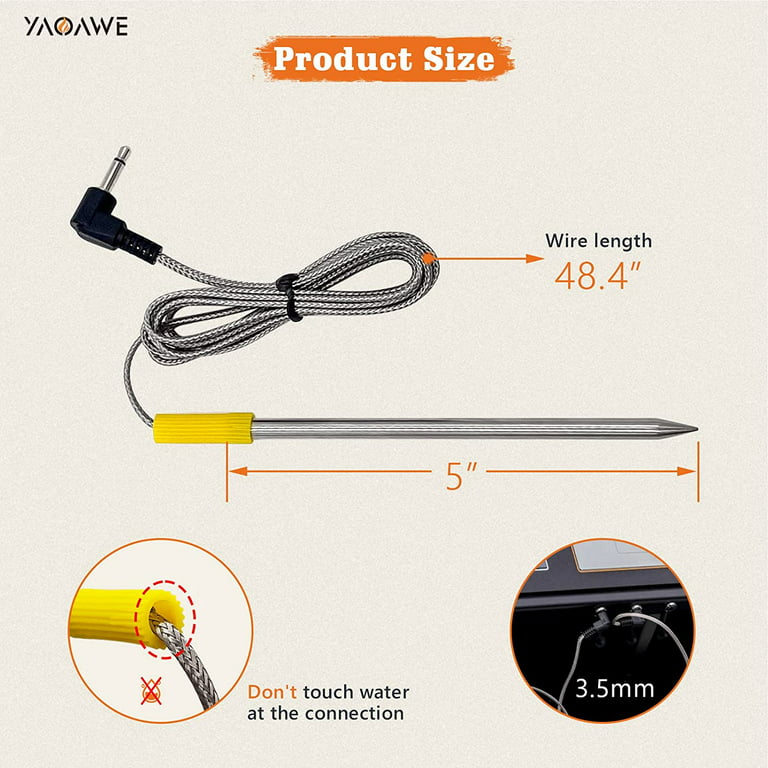 2 Pcs Meat Probe Thermometer Fit for Oklahoma Joe's Rider Z Grills  Cuisinart Wood Pellet Gril Smoker Barbecue Rack, Meat Temp Probe for  Smokers with