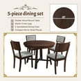thumbnail image 4 of Putouzip 42inch Round Dining Table Set, Rustic Stylish Kitchen Dining Table with Cross Legs and 4 Upholstered Chairs for Apartment, Espresso, 4 of 9