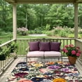 thumbnail image 4 of Outdoor Rug 3x5ft Purple Pink Flowers Leaf Large Area Rug Vintage Floral Indoor Outdoor Carpet Outdoor Rugs Mats for Patio Camping,RV,Front Door, Outside Decor, 4 of 9