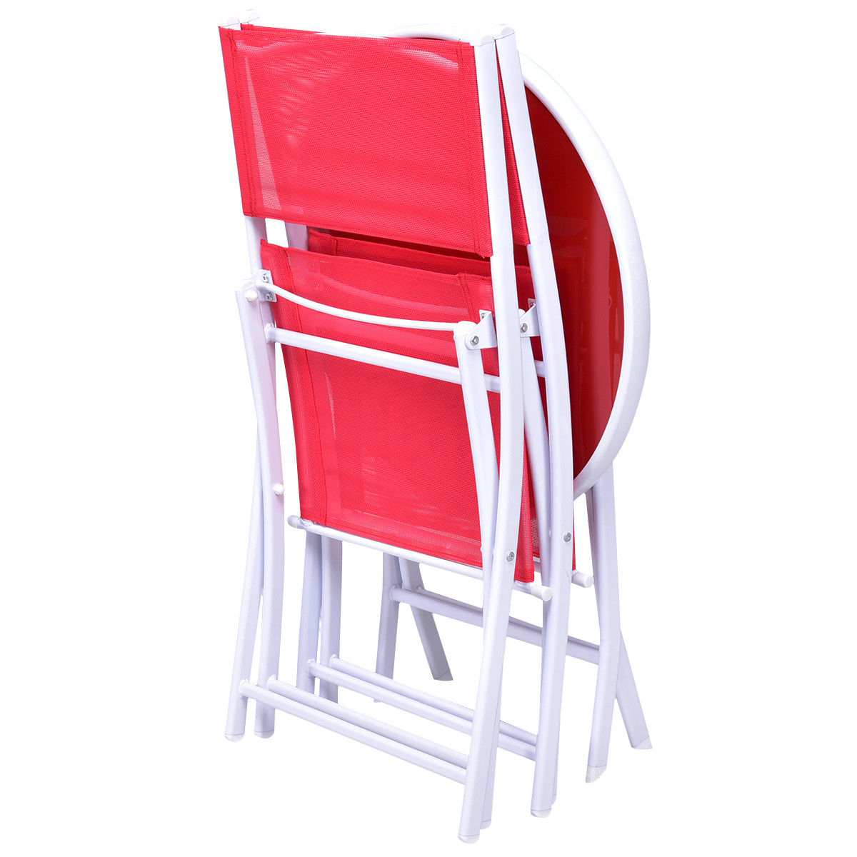 Costway 3 PCS Folding Bistro Table Chairs Set Garden Backyard Patio Furniture Red - image 4 of 7