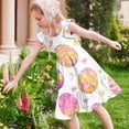 thumbnail image 6 of Girls Easter Dress Crew Neck Ruffled Sleeve Cute Print Midi Dresses Stylish Festival Holiday Clothes (13 Years, Hot Pink), 6 of 7
