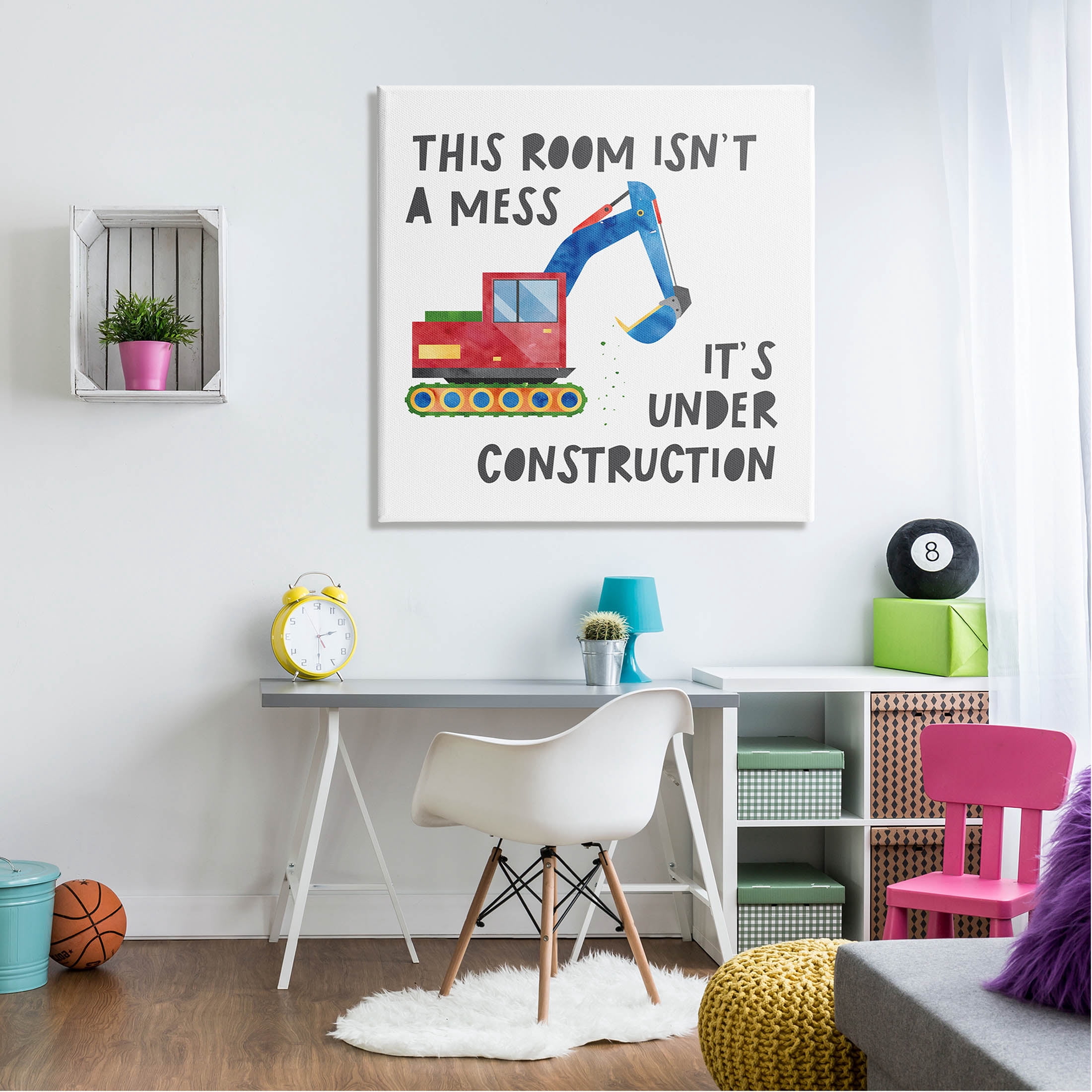 Stupell Industries This Room Is Under Construction Phrase Graphic Art Gallery Wrapped Canvas Print Wall Art, Design by Jennifer McCulley