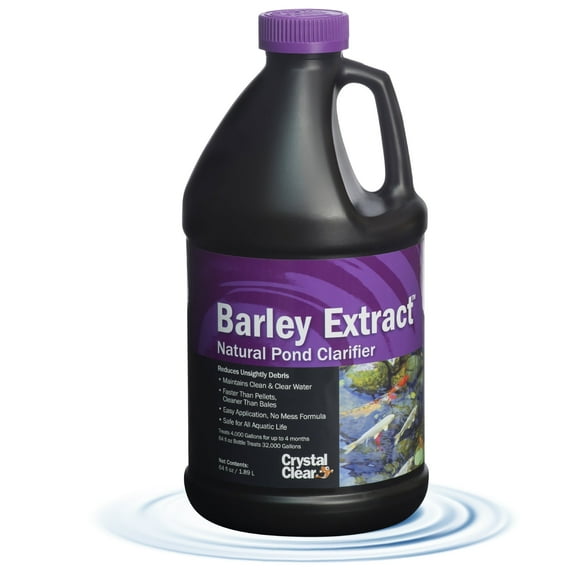 CrystalClear Barley Extract, Liquid Barley Straw Pond Treatment, Fish-Safe Natural Water Clarifier, 1 Gal