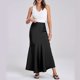 thumbnail image 5 of Falda larga de satén de cintura alta para mujer: falda ajustada con costuras elásticas para fiestas, la oficina o el día a día, 5 of 8