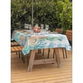 thumbnail image 3 of Outdoor Tablecloth with Umbrella Hole for Patio/Picnic/Party/Camping, Nautical Coastal Waterproof Table Cloth Rectangle Table Cover Washable, Summer Beach Shell Coral Seaweed Blue Plaid (60"x 84"), 3 of 8