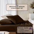 thumbnail image 2 of ABORN 100% Giza Egyptian Cotton 600 Thread Count 4 PC Bedsheet - Chocolate, Queen 24" Deep Pocket, 2 of 9