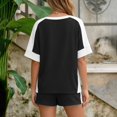 thumbnail image 7 of WAYUTE Shorts Sets for Women Plus Size Casual Summer Patchwork Color Short Sleeve T Shirt and Shorts Athletic 2 Piece Sports Outfit Clothing Sets, 7 of 7