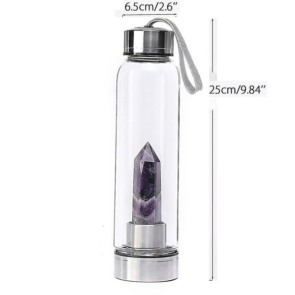 Natural Quartz Dream Amethyst Crystal Energy + Water Bottle Point Heal