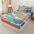 thumbnail image 2 of Castle Fairy Japanese Ukiyo-E Ocean Wave Tile Zipper Queen Comforter Set with Fitted Sheet and 2 Pillowcases,Multi-Tone Line Cloud Seamless Print Zipper Bedding Set,Teal Orange,Reversible,4 Pieces, 2 of 6