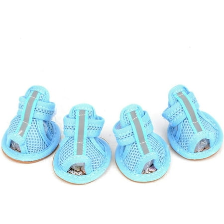Minzimin 4Pcs Summer Dog Shoes for Hot Pavement Breathable Mesh Sandals Puppy Anti Slip Paw Protectors Adjustable Reflective for Boys Girls Pet Small Dog Cat Chihuahua