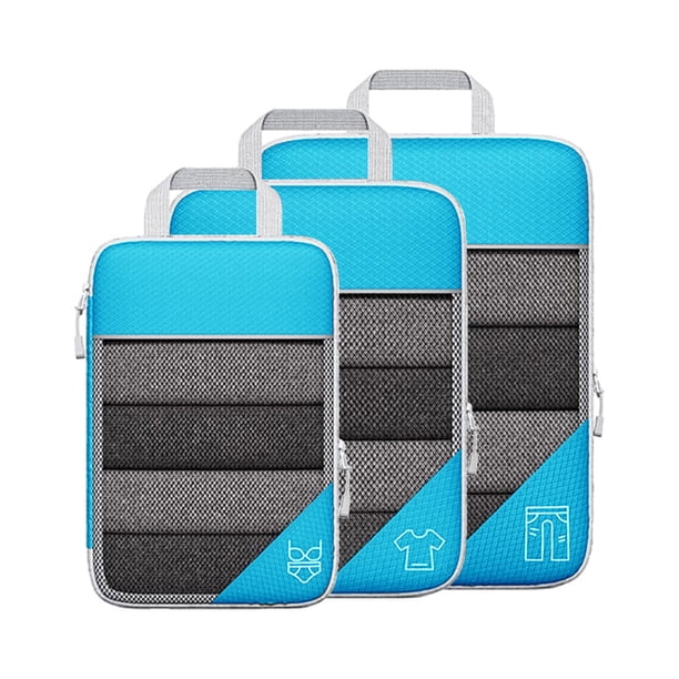 Toystoory 3 unids/set de pertenencias con cubos de embalaje resistentes a los arañazos para maleta de viaje comprimida equipaje azul cielo Type3 NO3