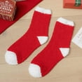 thumbnail image 2 of Xfvqtps Womens Christmas Socks Solid Color Mid Tube Coral Fleece Thick Warm Socks Christmas Accessories Floor Sleep Socks White, 2 of 4