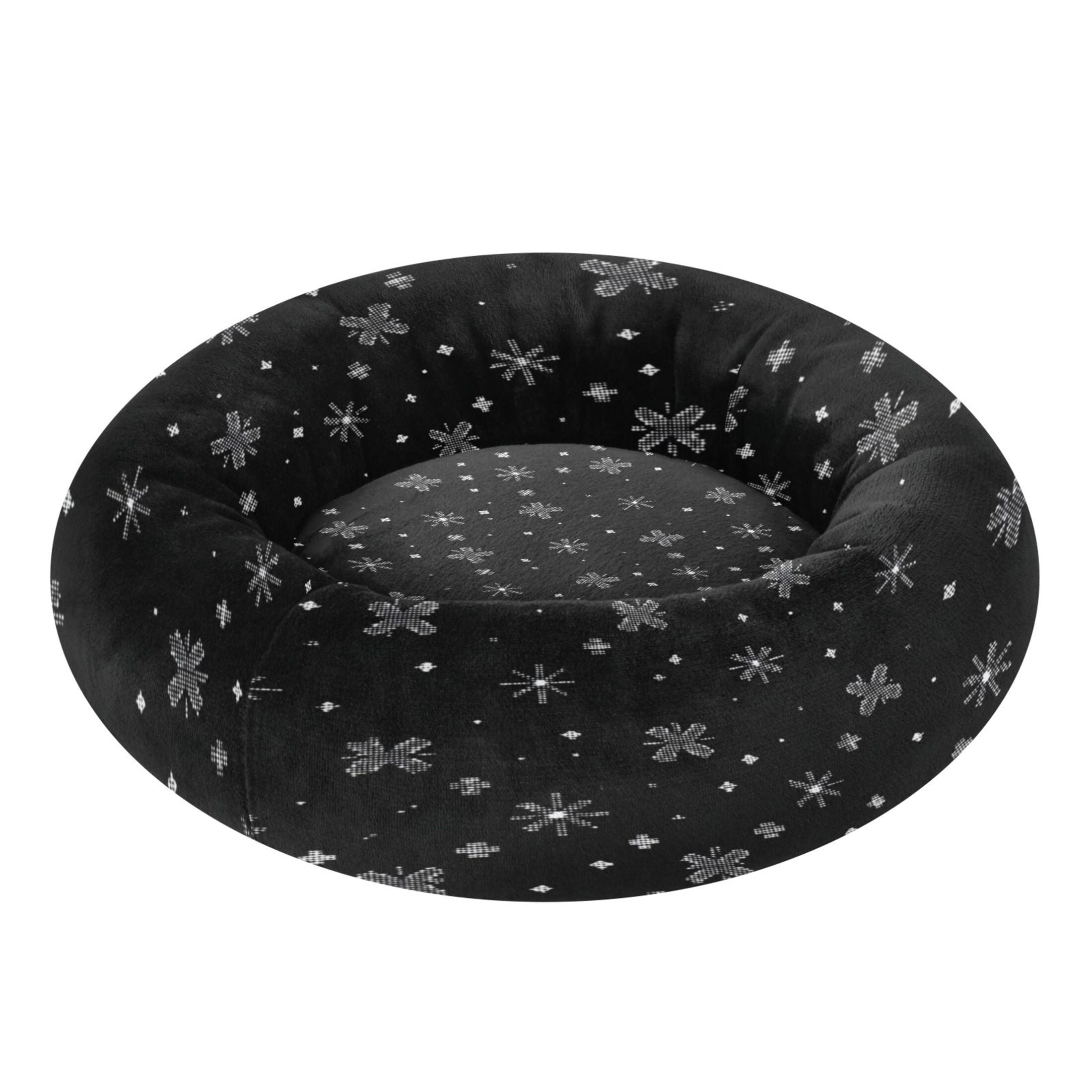 Iauyy Pet Couch Donut Cat Bed for Indoor Cats/Small Dogs Washable & Machine with Non-slip Bottom Calming Cat Furniture, A Small White Star (M)