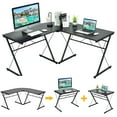 thumbnail image 6 of Giantex L-Shaped Computer Desk, Writing Desk Workstation w/Round Edge, Modern PC Laptop Computer Table for Home Office, Black, 6 of 8