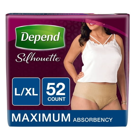 Absorbent Protective Underwear Depend Silhouette Incontinence Underwear for Women, Maximum Absorbency, L/XL, 52 Ct ()