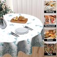 thumbnail image 4 of Summer Sea Turtle Jellyfish Table Cloth Round Blue Ocean Theme Nautical Coastal Tablecloth 60 Inch Decor Washable Stain and Wrinkle Resistant Round Table Cover for Dining Party Picnic, 4 of 8