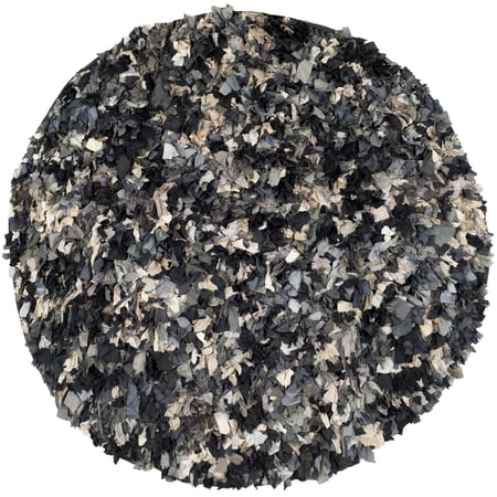 SAFAVIEH Rio Dallas Geometric Polyester Shag Area Rug Dark Grey/Multi 4 x 4 Round