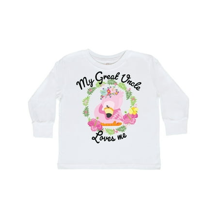 

Inktastic Baby Flamingo My Great Uncle Loves Me in Flower Wreath Gift Toddler Boy or Toddler Girl Long Sleeve T-Shirt