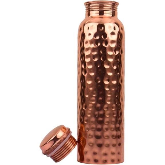 Leak-Proof 34 oz Hammered Pure Copper Water Bottle