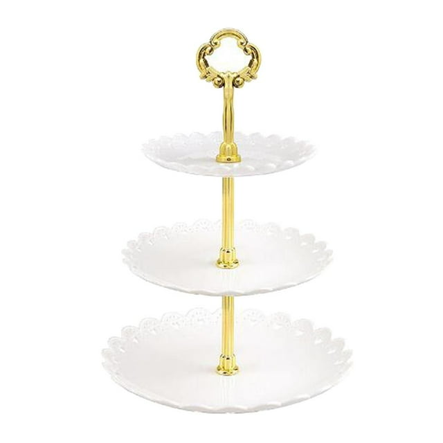 Soporte para tartas de 3 niveles: soporte de plástico para cupcakes, muffins y postres, ideal para bodas. Blanco