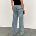 thumbnail image 3 of Women Y2k Low Rise Baggy Jeans Loose Fit Boyfriend Straight Wide Leg Jeans Trendy Stretch Long Denim Pants, 3 of 6