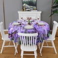 thumbnail image 2 of Purple Lavender Butterfly Scene Round Tablecloth 60"x60",Wrinkle Wipeable Table Cloth for Kitchen Dining Room Picnic Patio Party, 2 of 6