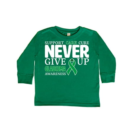 

Inktastic Support Care Cure Never Give Up Glaucoma Awareness Gift Toddler Boy or Toddler Girl Long Sleeve T-Shirt