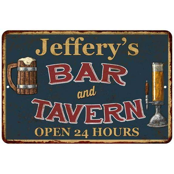 Jeffery's Green Bar & Tavern Rustic Sign 8 x 12 Matte Finish Metal 108120047770