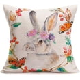 thumbnail image 2 of Happy Easter Pillow Covers Colored Bunny Rabbit with Butterfly Beautiful Flower Spring Home Decor Throw Pillow Case Set of 4 Lovely Animals Cushion Cover Square 18x18 Inch (Colored Bunny), 2 of 5