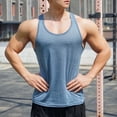 thumbnail image 3 of ZZwxWA Men's Gym Bodybuilding Stringer Tank Top Workout Muscle Cut Shirt Fitness Sleeveless Vest Tank Top Striped, 3 of 3