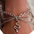 thumbnail image 5 of 1 tobillera bohemia de serpiente con borlas doradas y colgante de serpiente, cadena de tobillera de playa, regalo para mujeres y adolescentes, 1 unidad (plata), 5 of 5